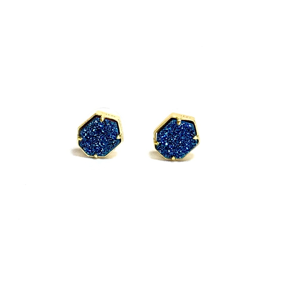 Kendra Scott Blue Druzy Octagon Stud Earrings